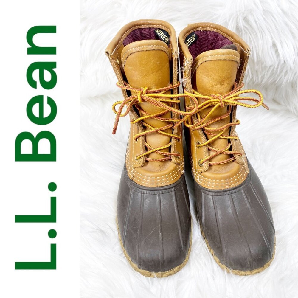 L.L. BEAN BROWN LEATHER DUCK RAIN BOOTS GORE-TEX‎ THINSULATE OUTDOOR, SIZE 7